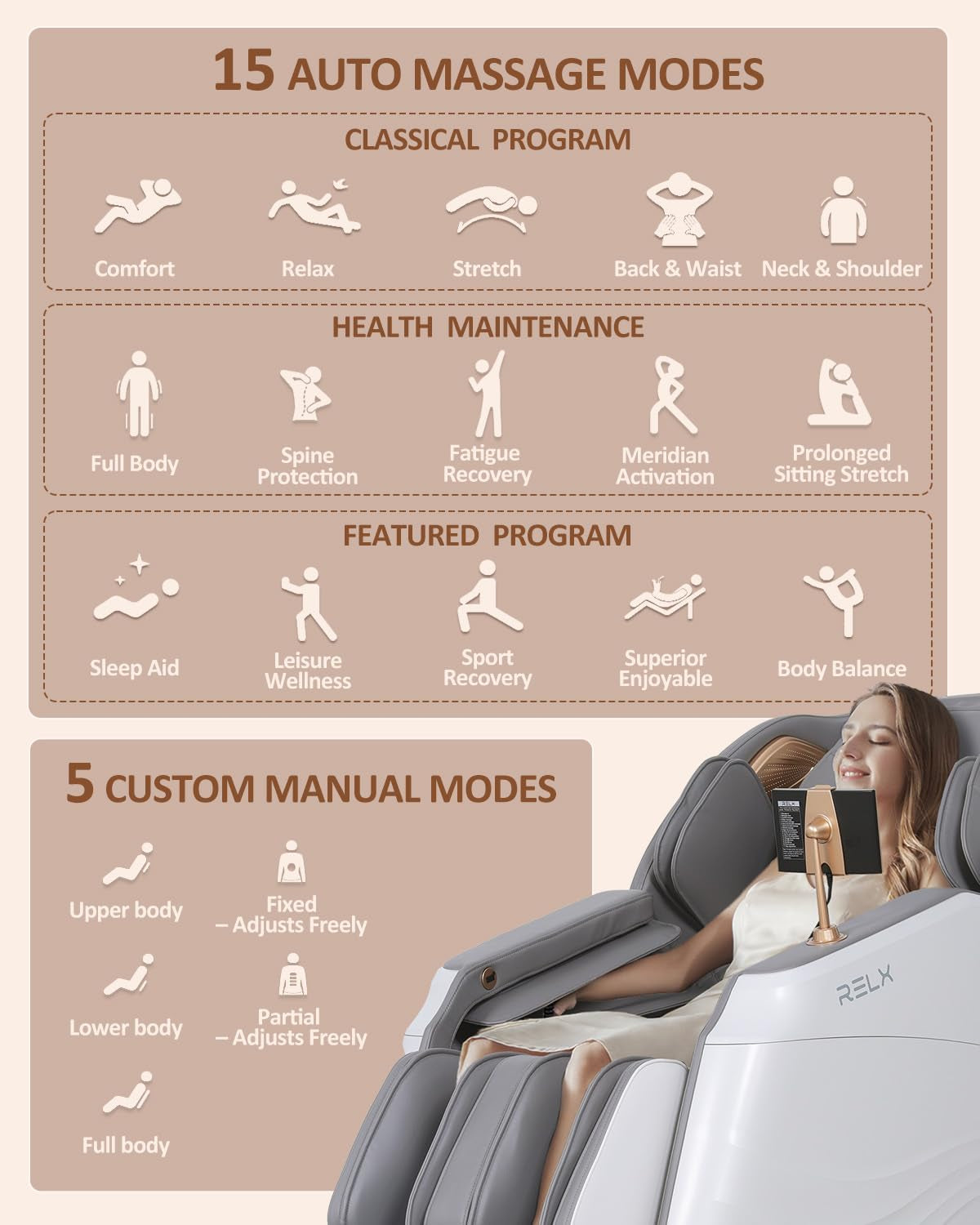 Massage Chair Full Body, 20 Modes Zero Gravity Sl-Track Shiatsu Massage Chair Built-In Heat System, Airbag Massage with Body Scan, Deep Yoga Stretch, Calfrest Extension and AI Control(White)
