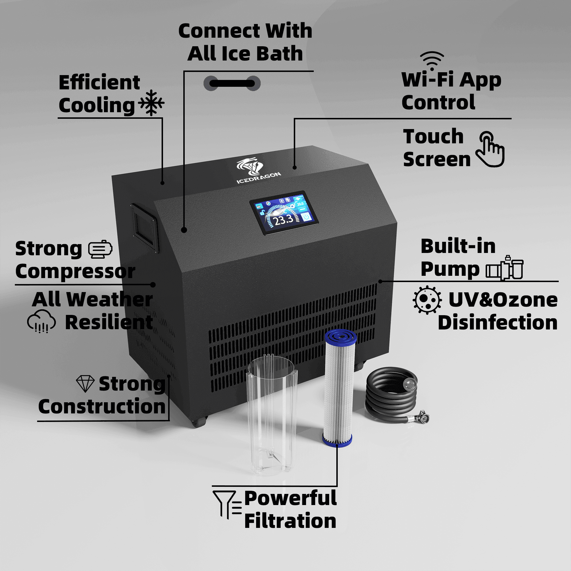Ice Dragon Water Chiller for Ice Bath 1HP with Wi-Fi